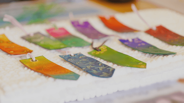 Colorful bookmarks displayed on a table