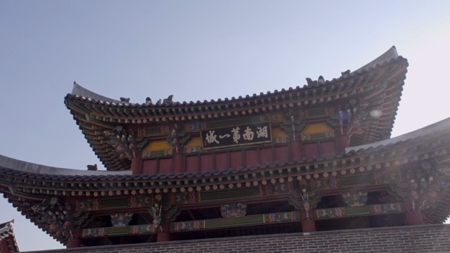 Traditional Korean architecture under sunlight