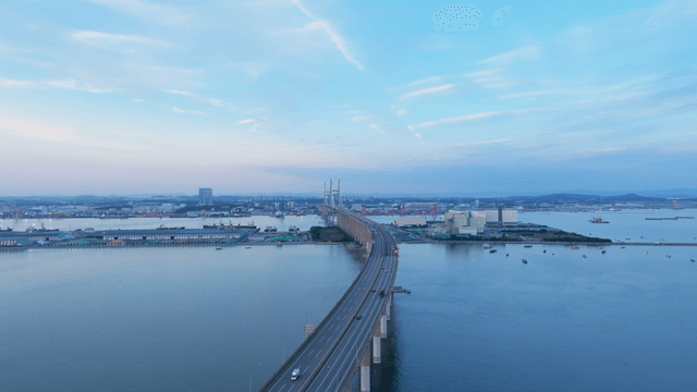 Bridge stretching over a calm sea