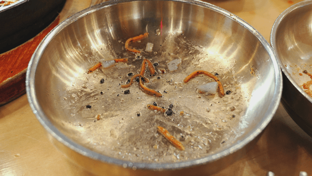 Empty bowl with remnants of side dish