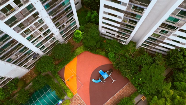 Apartment complex with a playground