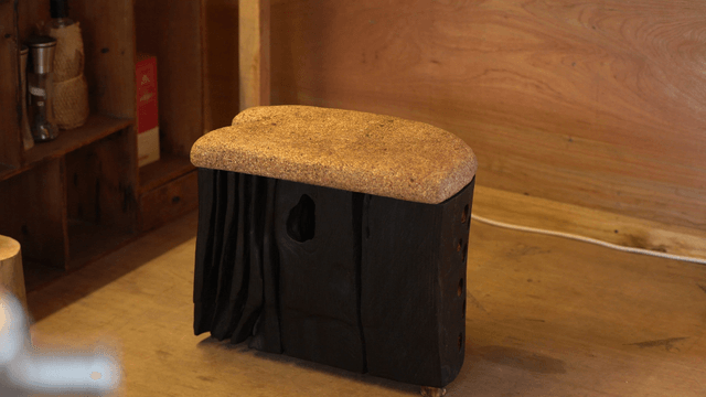 Cork wood chair in a cozy interior