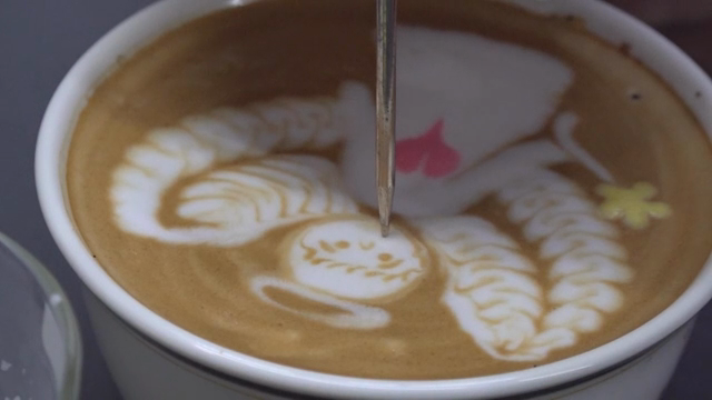 Latte art with an angel design