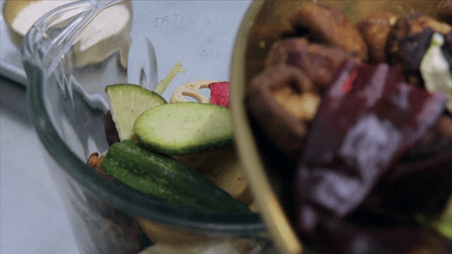 Vegetables added into blender