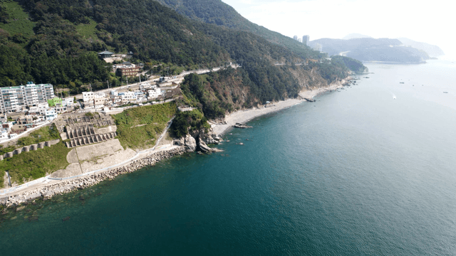 Coastal village with scenic ocean view