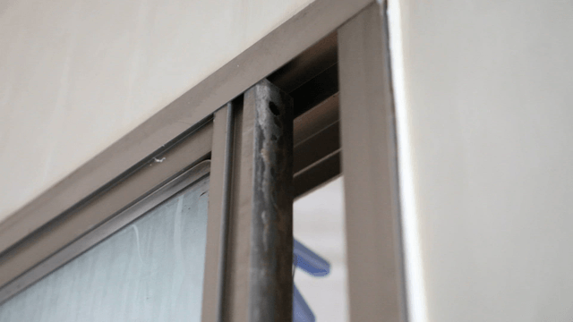 Close-up of a sliding window frame