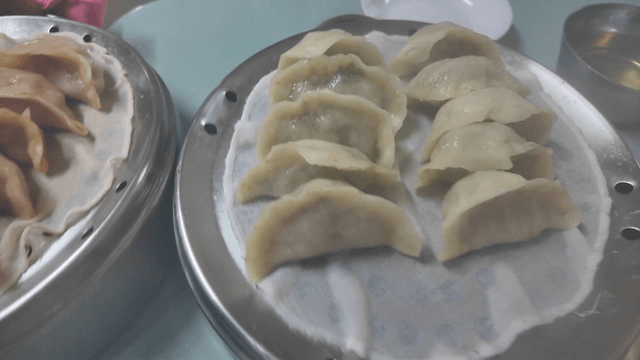 Dumplings in a steaming steamer