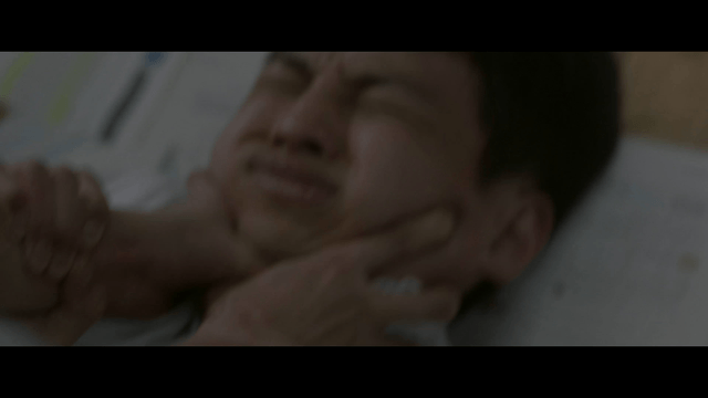 Student suffering in pain from choking