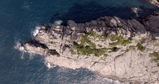 Rocky coastline with waves crashing